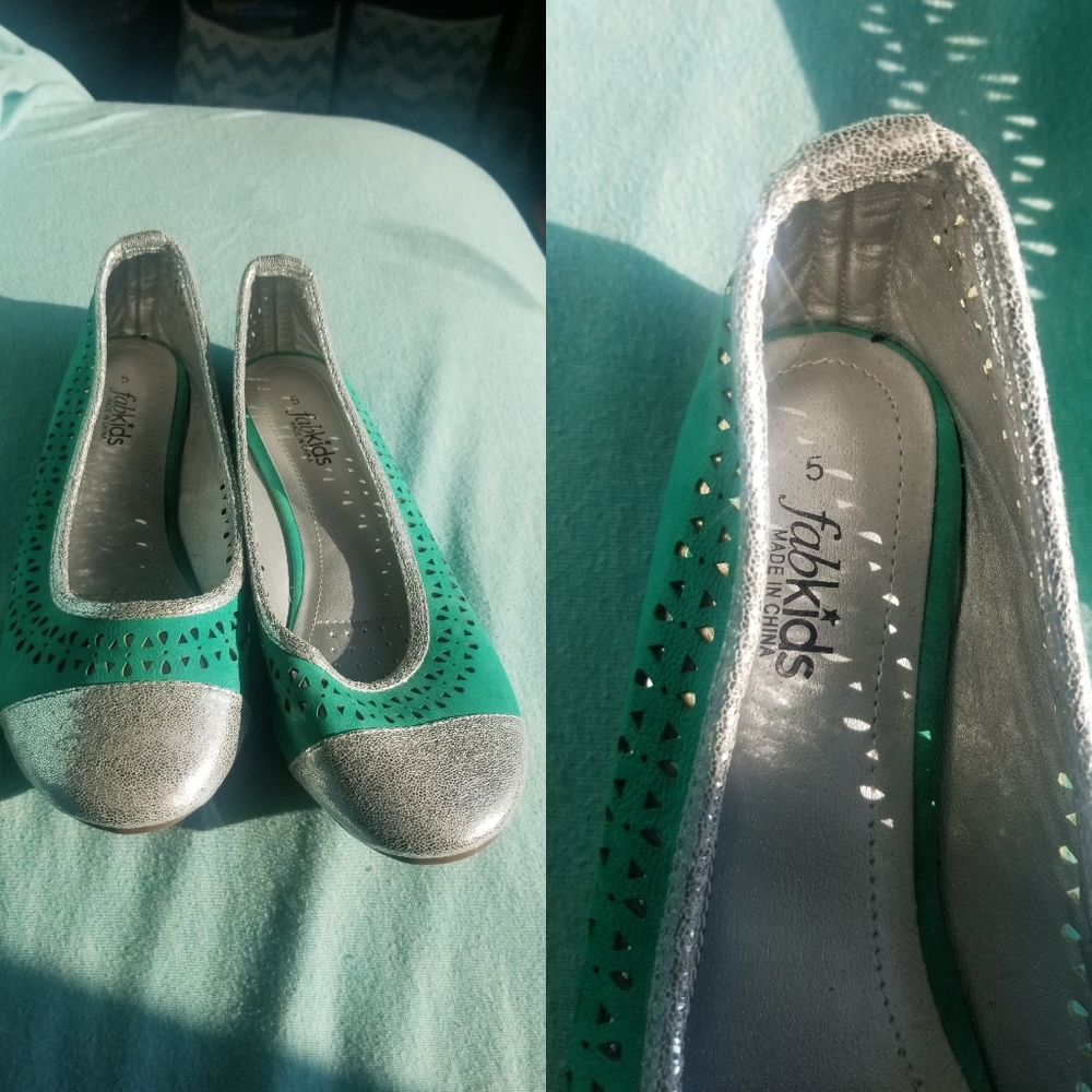 Teal and silver flats